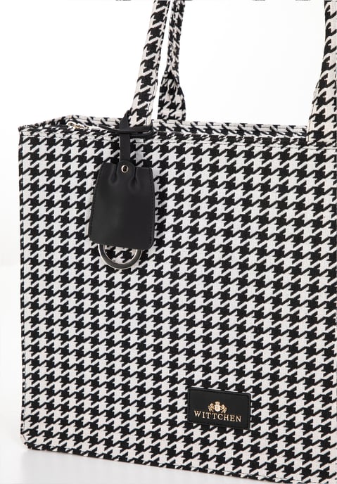 Wittchen Dames jacquard patroon shopper tas zwart en wit katoen - Image 5