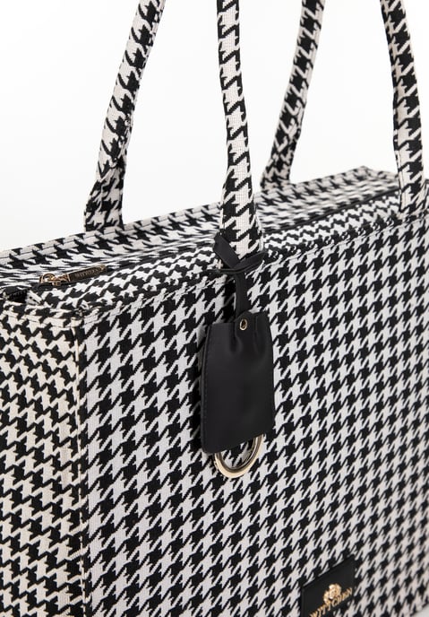 Wittchen Dames jacquard patroon shopper tas zwart en wit katoen - Image 6