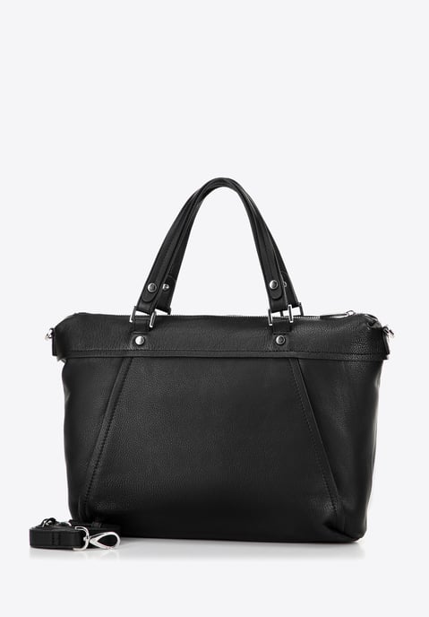 Wittchen Dames echt leren shopper met kwastje, zwart - Image 3