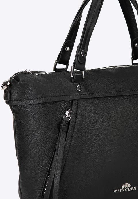 Wittchen Dames echt leren shopper met kwastje, zwart - Image 5