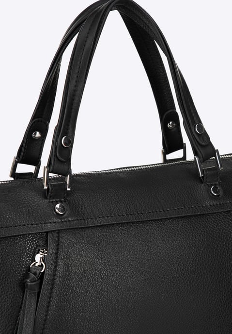 Wittchen Dames echt leren shopper met kwastje, zwart - Image 6