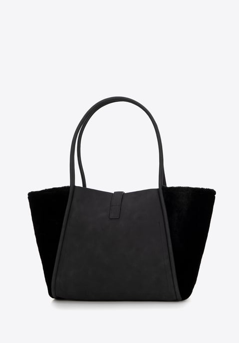 Wittchen Dames shopper van eco-leer en imitatiebont, zwart - Image 2