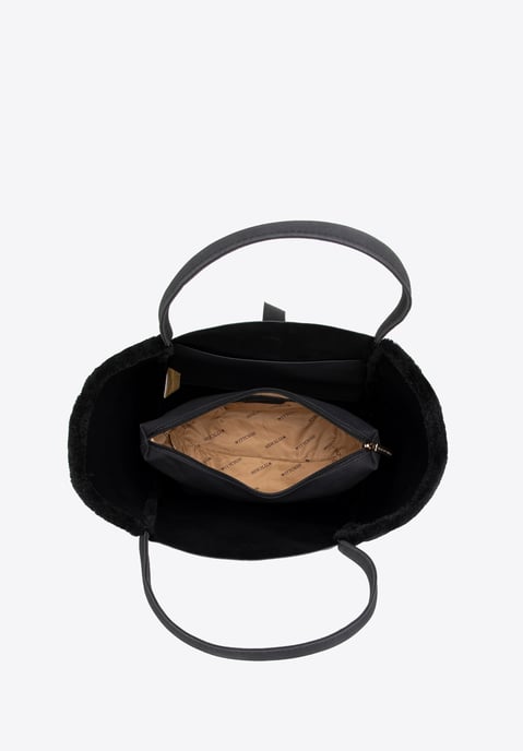 Wittchen Dames shopper van eco-leer en imitatiebont, zwart - Image 4