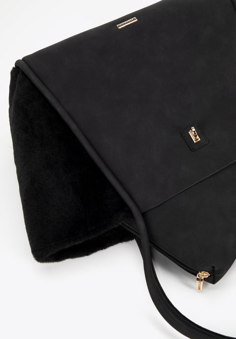 Wittchen Dames shopper van eco-leer en imitatiebont, zwart - Image 5
