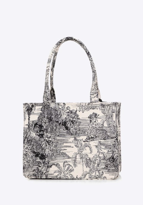 Wittchen Dames Jacquard Shopper Bag met Kwastje, Zwart en Crème - Image 1