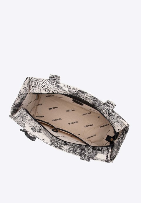 Wittchen Dames Jacquard Shopper Bag met Kwastje, Zwart en Crème - Image 2