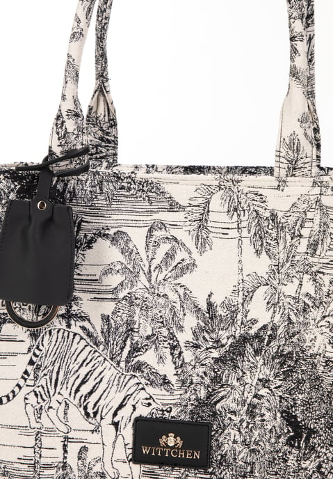 Wittchen Dames Jacquard Shopper Bag met Kwastje, Zwart en Crème - Image 3