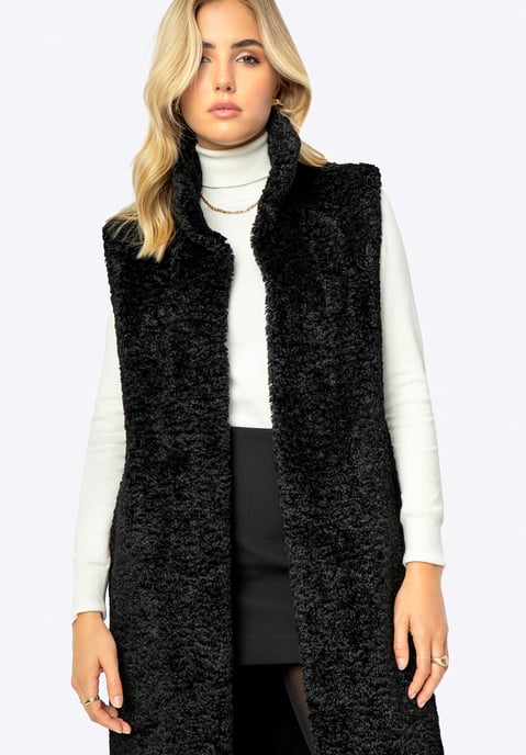 Wittchen Dames Faux Sheepskin Lang Vest Zwart Polyester - Image 2