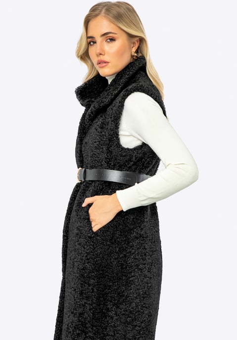 Wittchen Dames Faux Sheepskin Lang Vest Zwart Polyester - Image 3