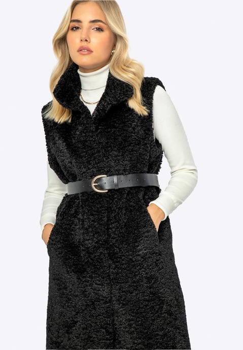 Wittchen Dames Faux Sheepskin Lang Vest Zwart Polyester - Image 4
