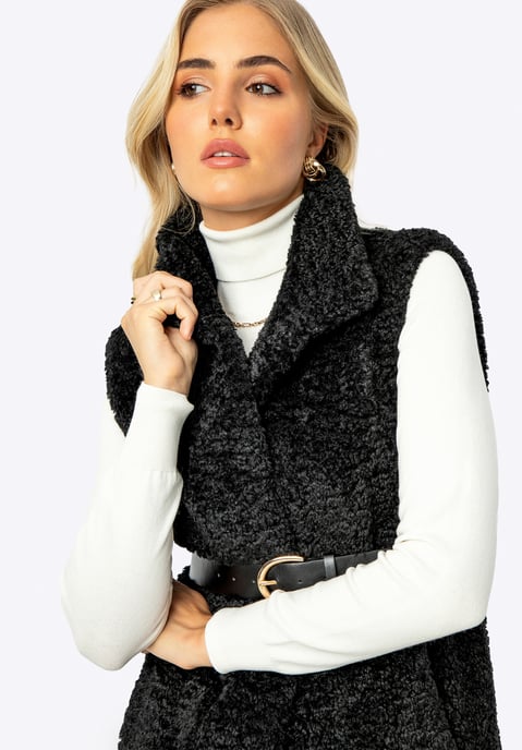 Wittchen Dames Faux Sheepskin Lang Vest Zwart Polyester - Image 6