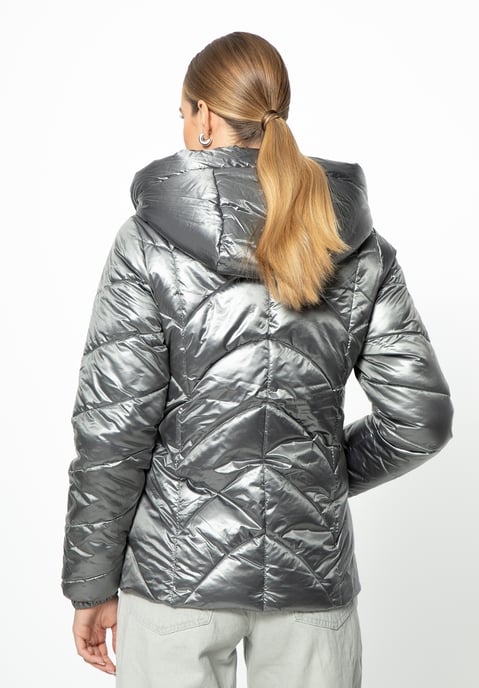 Wittchen Women's Silver Nylon Quilted Jacket with Zigzag Patterns - Image 3