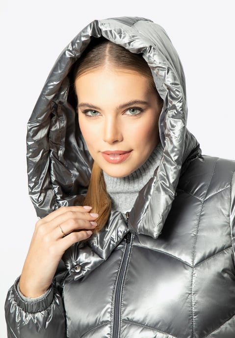 Wittchen Women's Silver Nylon Quilted Jacket with Zigzag Patterns - Image 4
