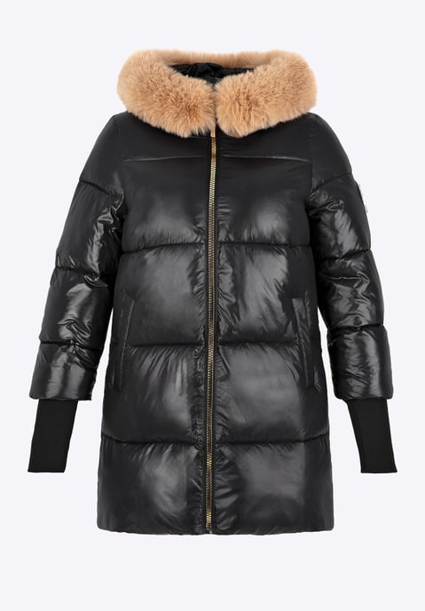 Wittchen Damesjas met Bontkap Zwart Nylon - Image 5