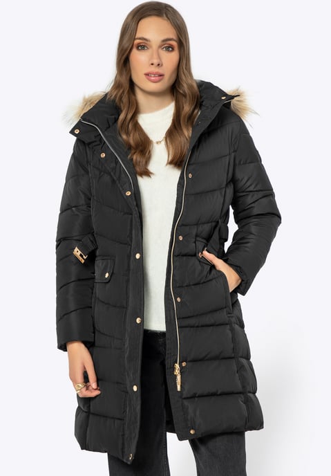 Wittchen Women's Quilted Hooded Jacket Black Polyester - Image 1