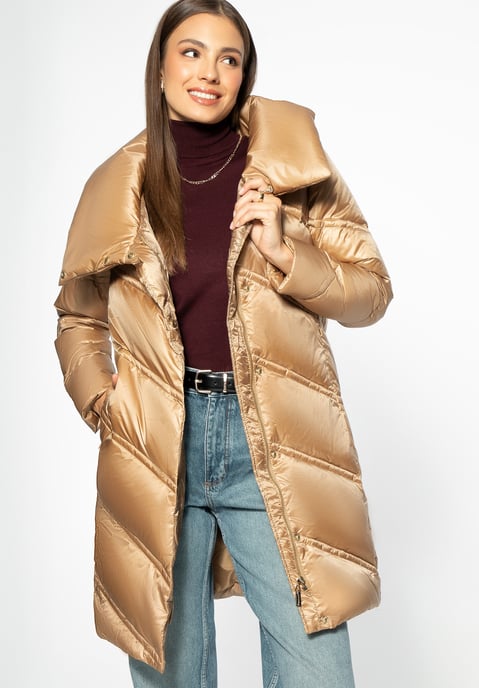 Wittchen Women's Down Jacket with High Collar Gold Nylon - Image 1