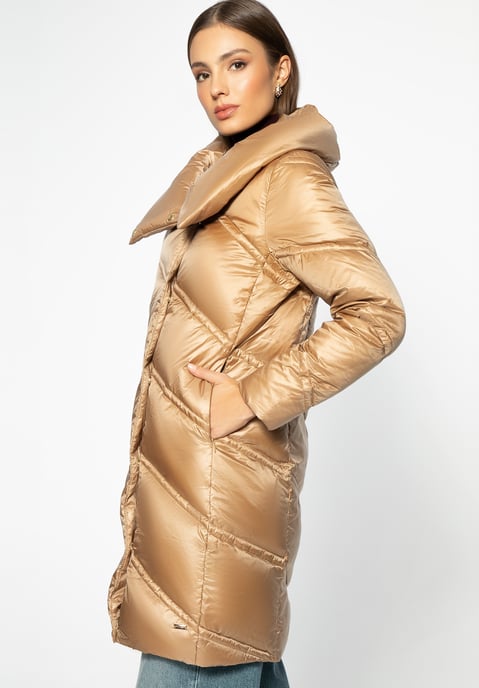 Wittchen Women's Down Jacket with High Collar Gold Nylon - Image 2