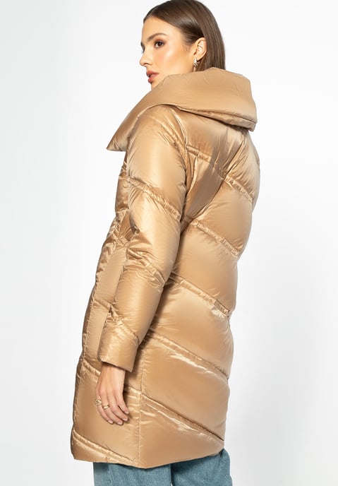Wittchen Women's Down Jacket with High Collar Gold Nylon - Image 3