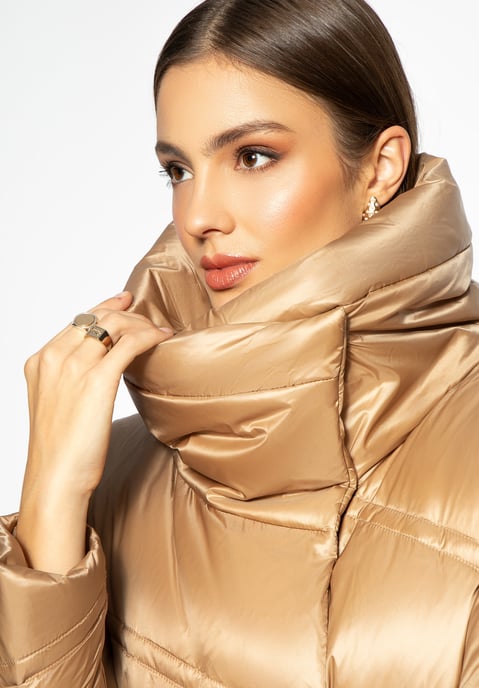 Wittchen Women's Down Jacket with High Collar Gold Nylon - Image 4