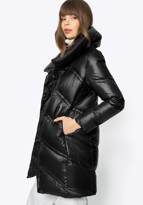 Wittchen Women's Down Jacket with High Collar Black Nylon - Image 3