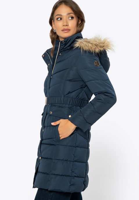 Wittchen Women's Quilted Jacket with Hood Navy Blue Polyester - Image 2