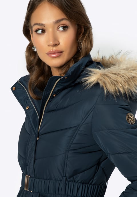 Wittchen Women's Quilted Jacket with Hood Navy Blue Polyester - Image 4
