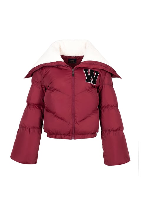 Wittchen Women's Oversized Jacket with Faux Shearling Collar Dark Red - Image 5