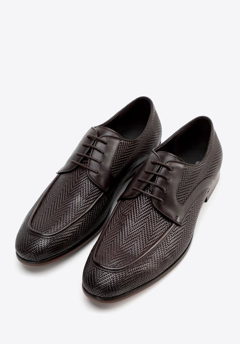 Wittchen Heren Derby schoenen van echt leer met vlechtwerk, donkerbruin - Image 1