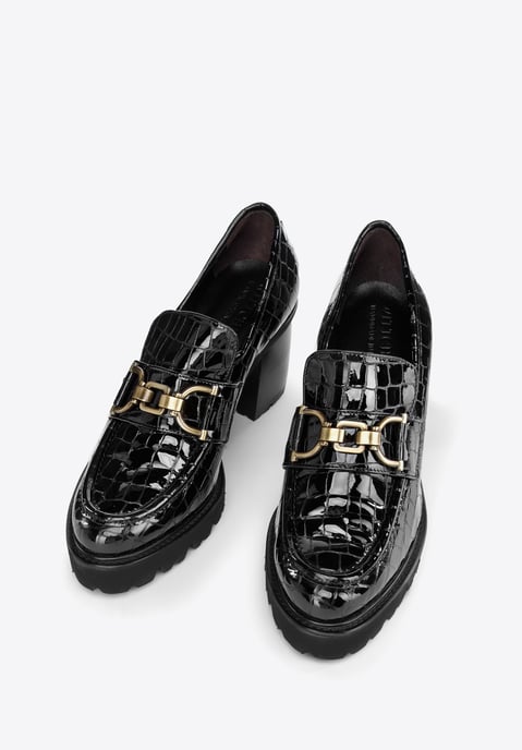 Wittchen Dames Patent Leather Croco Buckle Pumps Zwart Patent Leather - Image 1
