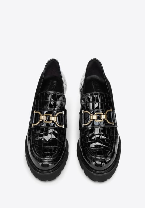 Wittchen Dames Patent Leather Croco Buckle Pumps Zwart Patent Leather - Image 2