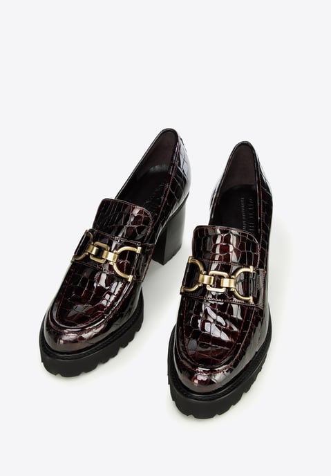 Wittchen Dames Patent Leather Pumps Croco met Gesp Burgundy Patent Leather - Image 1