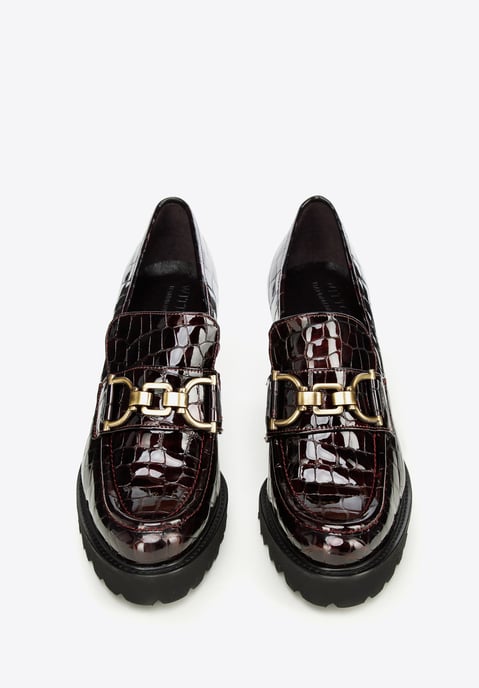 Wittchen Dames Patent Leather Pumps Croco met Gesp Burgundy Patent Leather - Image 2