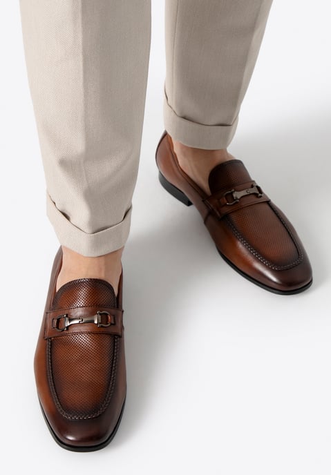 Wittchen Heren Leren Loafers met Gesp op de Riem, Lichtbruin, Natuurlijk Leer - Image 1
