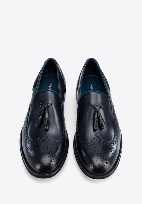 Wittchen Heren Leren Mocassins met Perforaties Marineblauw, Natuurlijk Leer - Image 2