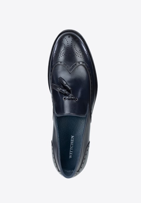 Wittchen Heren Leren Mocassins met Perforaties Marineblauw, Natuurlijk Leer - Image 4