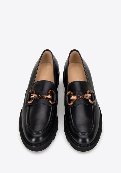 Wittchen dames leren mocassins met gesp op platform, zwart, natuurlijk leer - Image 2