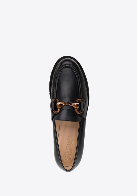 Wittchen dames leren mocassins met gesp op platform, zwart, natuurlijk leer - Image 4