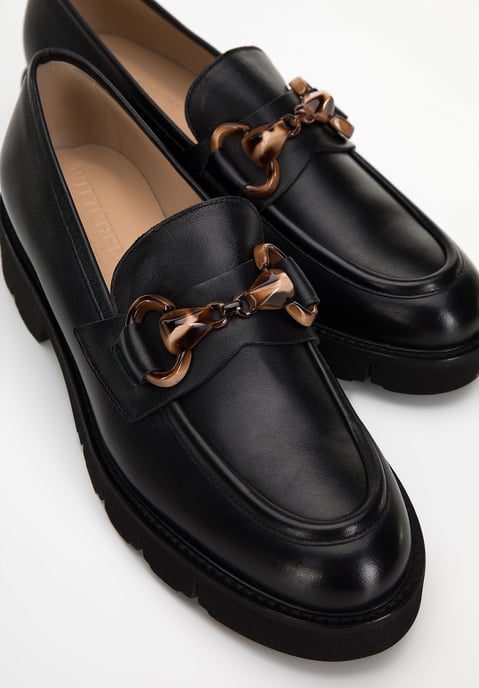 Wittchen dames leren mocassins met gesp op platform, zwart, natuurlijk leer - Image 6