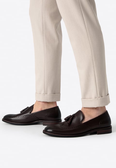 Wittchen Heren Leren Mocassins met Perforaties, Donkerbruin, Natuurlijk Leer - Image 1
