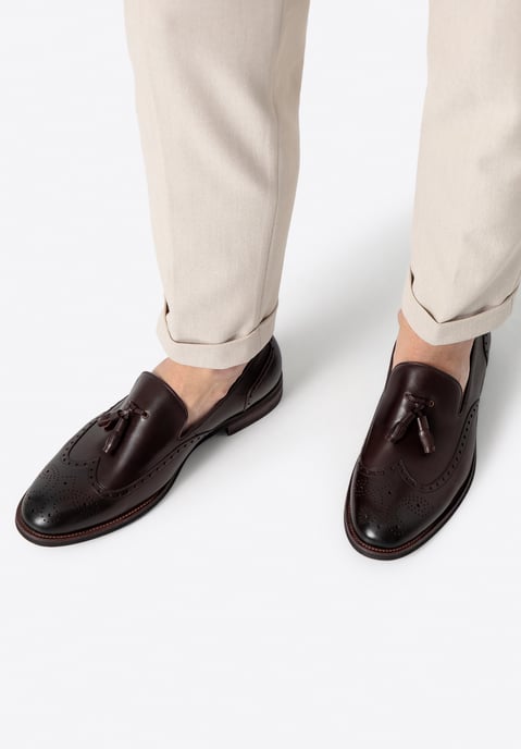 Wittchen Heren Leren Mocassins met Perforaties, Donkerbruin, Natuurlijk Leer - Image 2