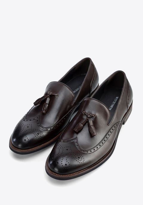 Wittchen Heren Leren Mocassins met Perforaties, Donkerbruin, Natuurlijk Leer - Image 3