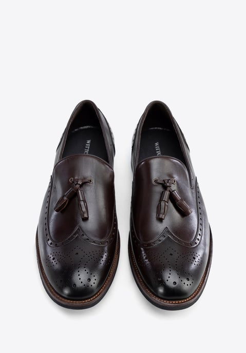 Wittchen Heren Leren Mocassins met Perforaties, Donkerbruin, Natuurlijk Leer - Image 4