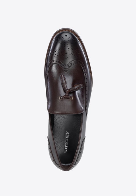 Wittchen Heren Leren Mocassins met Perforaties, Donkerbruin, Natuurlijk Leer - Image 6