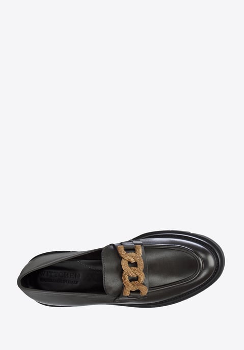 Wittchen Dames Leren Mocassins met Decoratieve Ketting op Platform Donkerbruin - Image 4