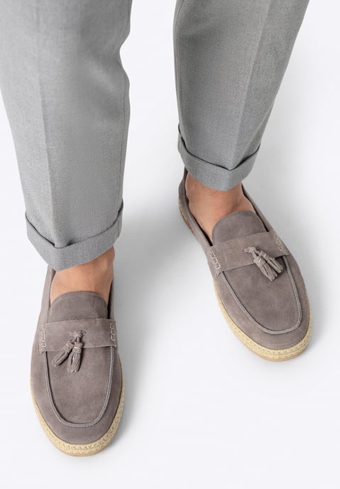 Wittchen Heren Suède Loafers met Kwastje, Grijs - Image 1