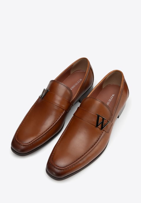 Wittchen Men's genuine leather moccasins with metal logo brown genuine leather - Image 3