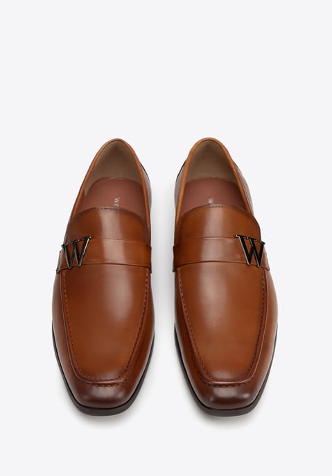 Wittchen Men's genuine leather moccasins with metal logo brown genuine leather - Image 4