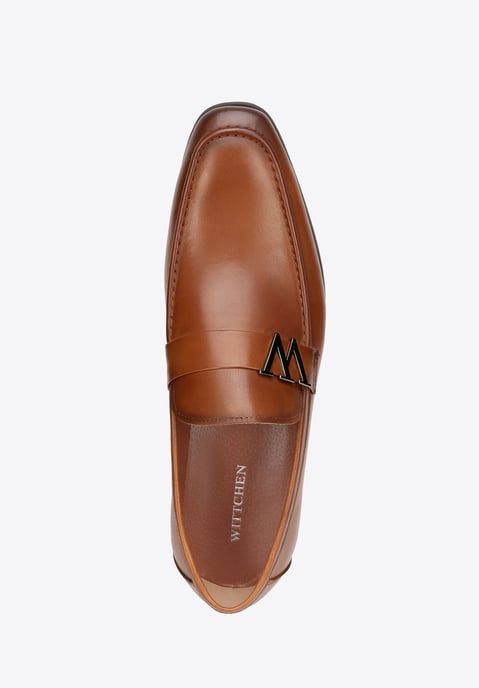 Wittchen Men's genuine leather moccasins with metal logo brown genuine leather - Image 6