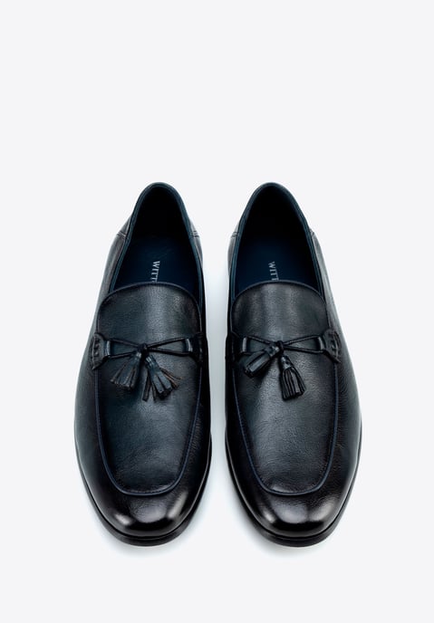 Wittchen Men's Leather Loafers with Tassel Navy Blue Natural Leather - Image 2