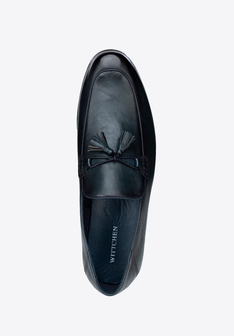 Wittchen Men's Leather Loafers with Tassel Navy Blue Natural Leather - Image 4